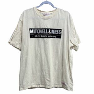 Mitchell & Ness Cream Cotton Logo Graphic Tee Shirt XL